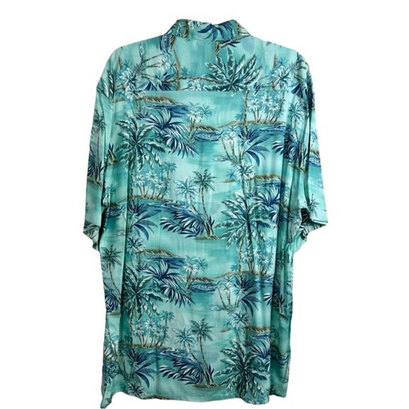 Windham Pointe Vintage Hawaiian Button Down Shirt Blue Palms‎ Trees Size Large - Picture 9 of 10